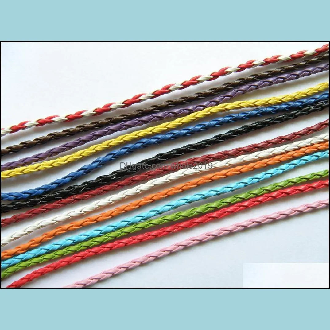 fashion 3mm 100pc lots jewelry mixed type alloy antique silver diy charms pu braided leather bracelets