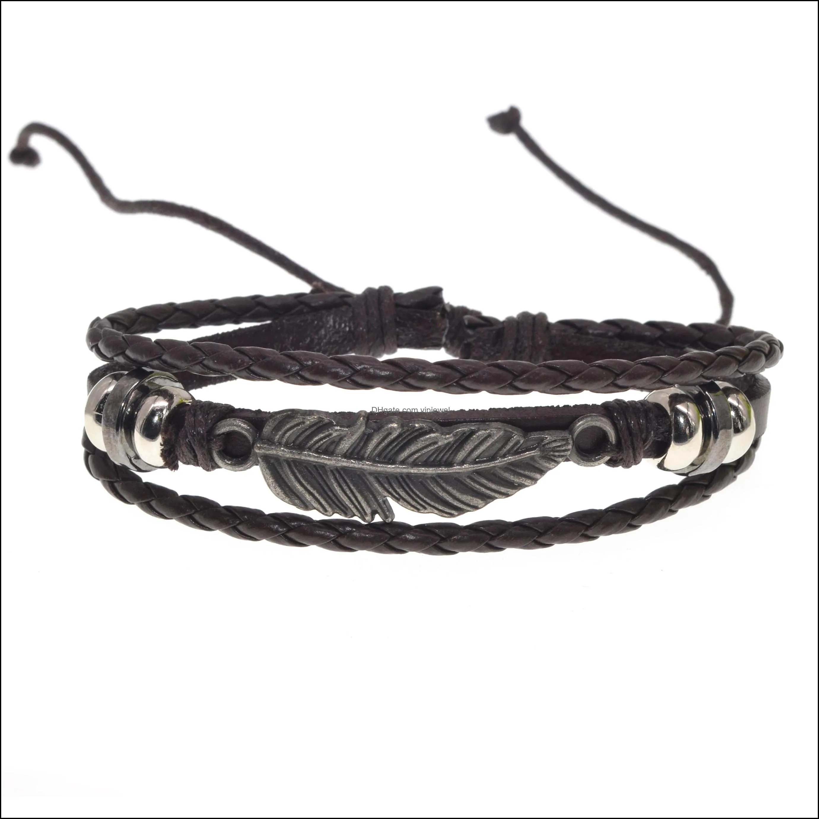 multibundle set bracelet handmade leather handicraft wooden bead weave beaded bracelet men and women gentlemen charm