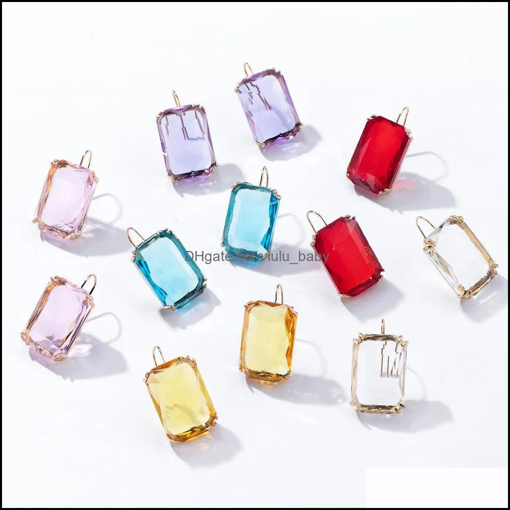gold color studs glass crystal rhinetsone stud earrings for women square zircon earings jewelry wedding gift