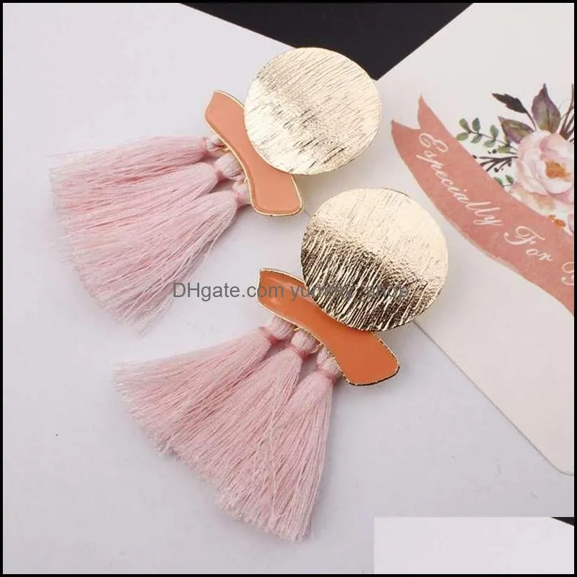 mixed color irregular round tassel earrings fashion earrings new womens wild earrings accessories