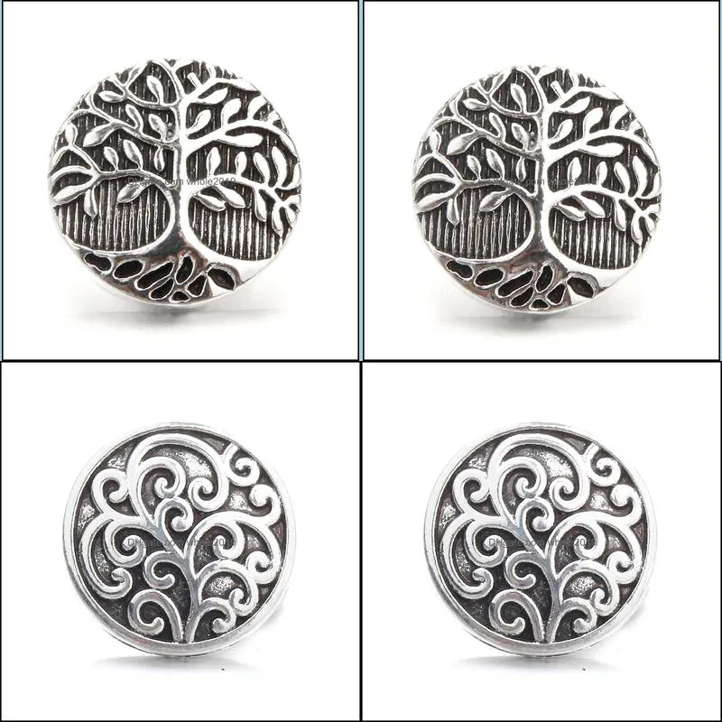 alloy tree snap button jewelry components 18mm metal snaps buttons fit bracelet bangle noosa