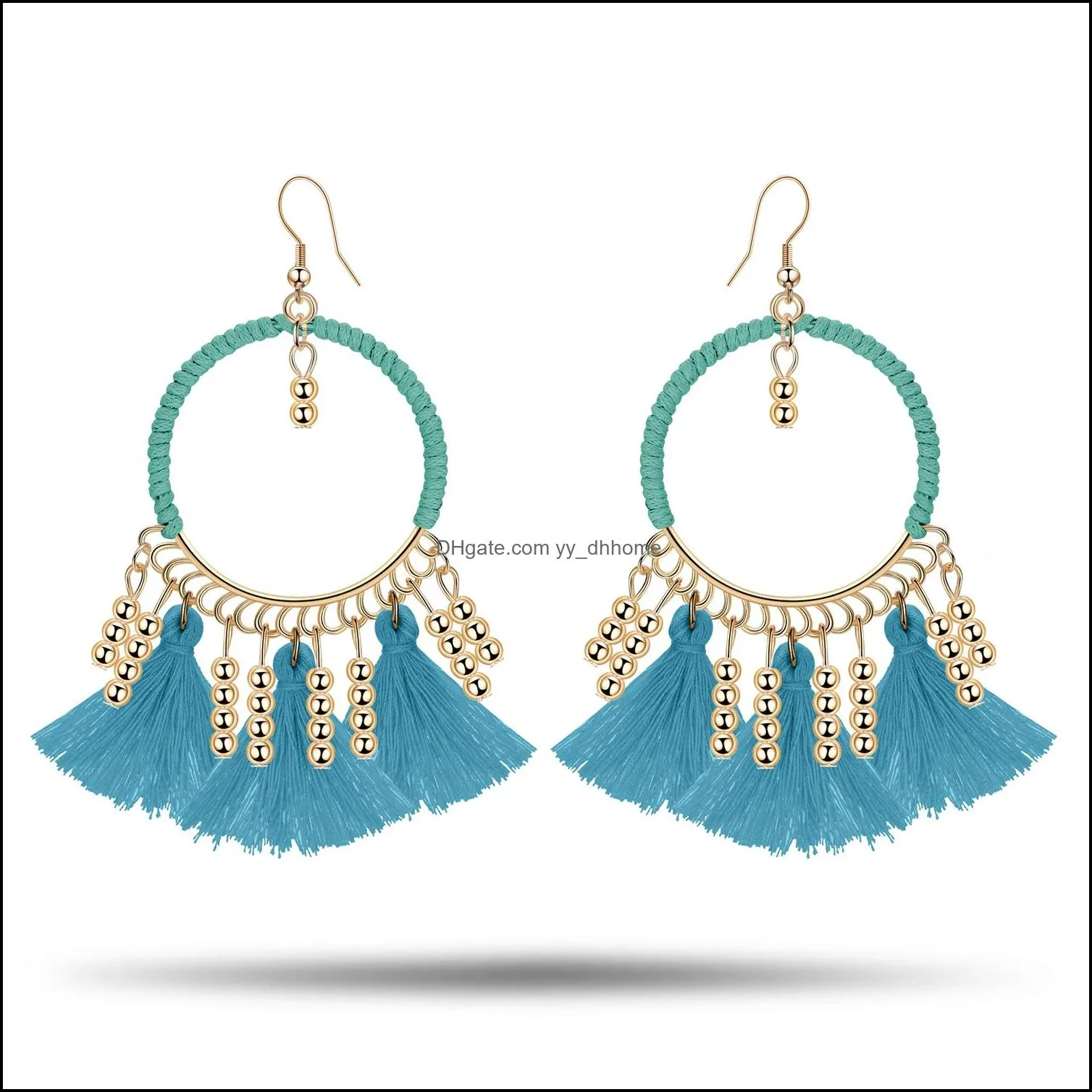 bohemian earrings thread beaded tassel fringe drop dangle gifts for women daily jewelry 5 color