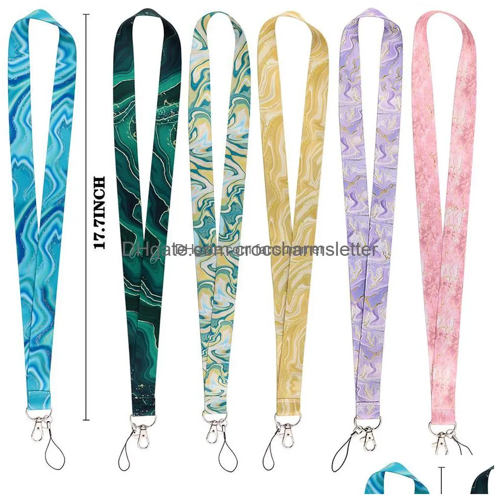 shoe parts accessories lb1358 marble printing neck strap keychain lanyard for keys women id badge holder diy hanging rope cell phone