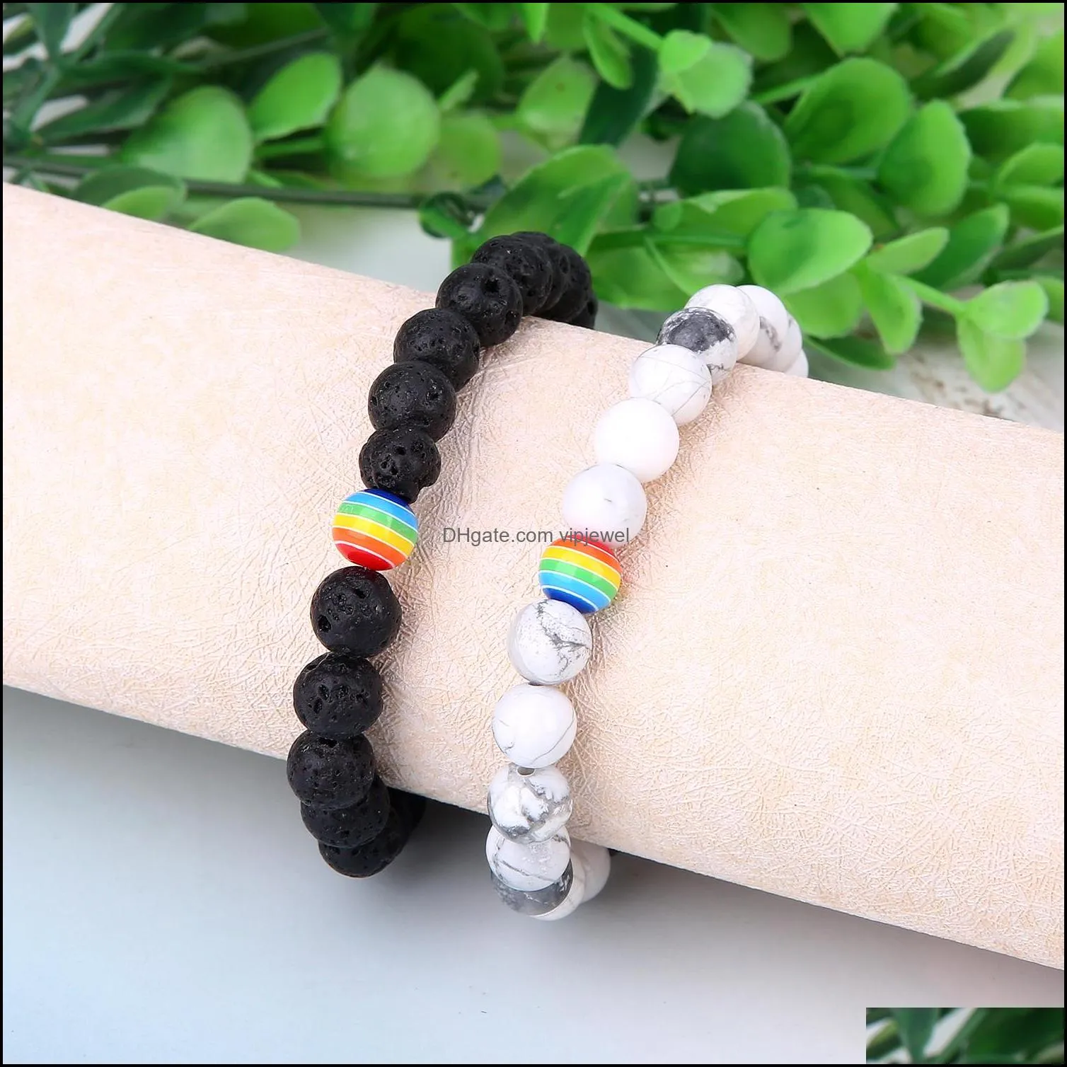 three colored striped lava lava lava stones for men and women diffuse bracelet elastic yoga for men and women combination bracelet 8mm