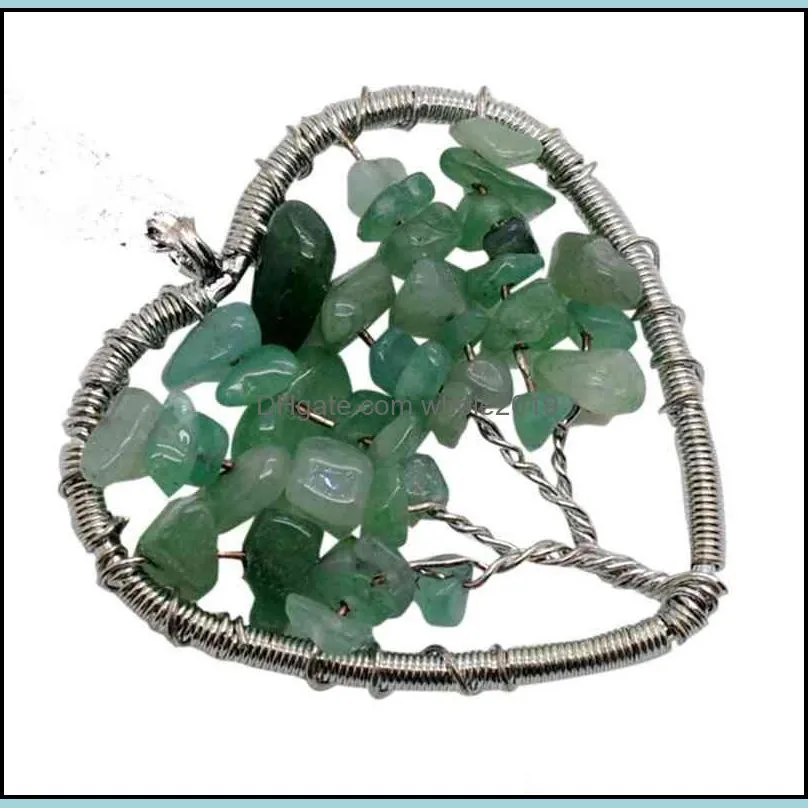 heartshaped seven gem tree pendants for men and women fashion  necklace