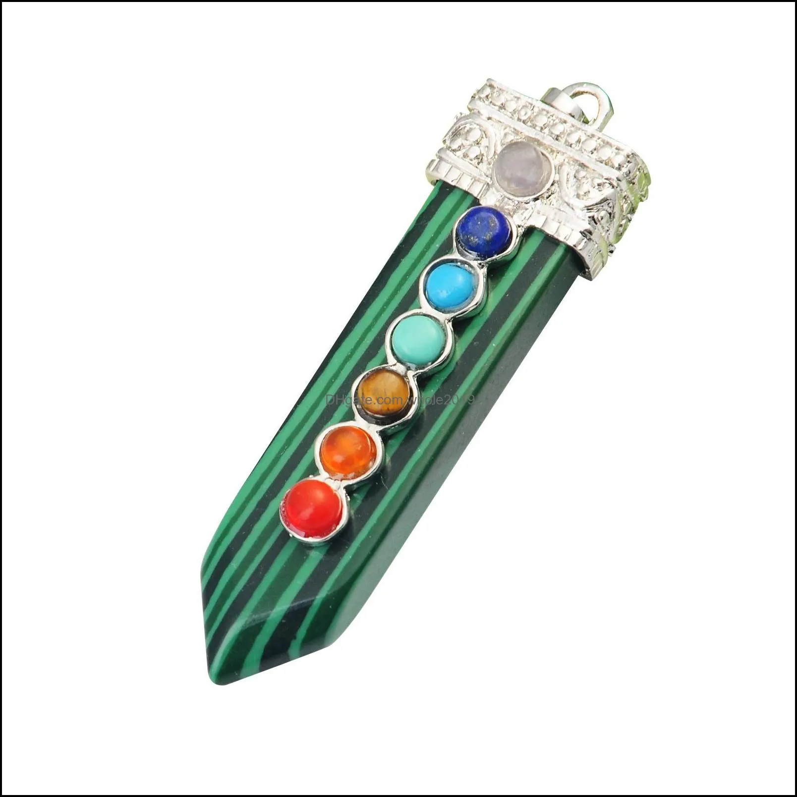 7 chakra pendant stone men and women necklace sword arrow shape healing crystal quartz handmade jewelry 12 pieces