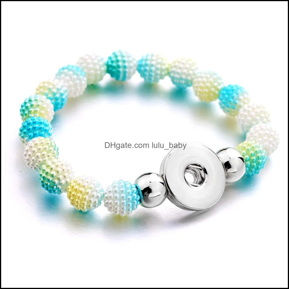 women snap button bracelet acrylic beads hand strand bracelets jewelry fit diy 18mm ginger snaps elastic bangle