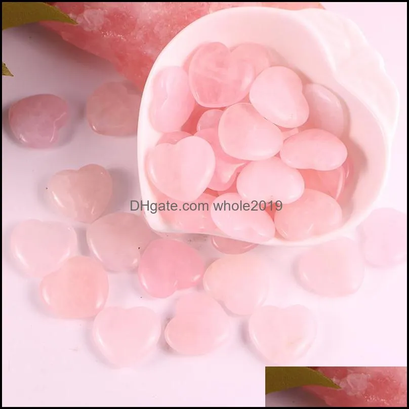 customized natural stone crafts rose quartz crystal mini carvings heart healing crystal heartshaped gemstone
