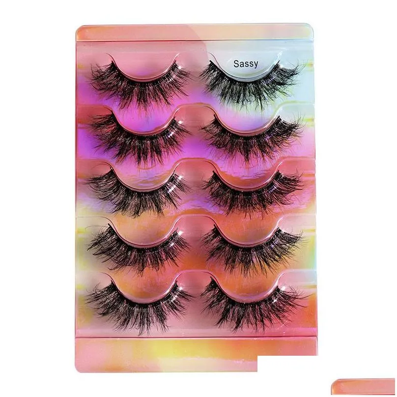 8d dazzling colors false eyelashes colorful crisscross messy lashes thick exaggerated colored faux mink 5 pairs eyelashes