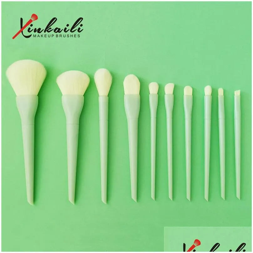 10pcs/bag makeup brushes set summer candy color foundation eyeshadow powder soft synthetic fiber beauty make up brush