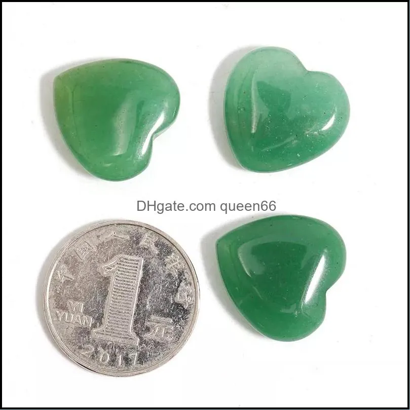 20mm small green aventurine natural stone heart polished healing love hearts crystal crafts for home decor