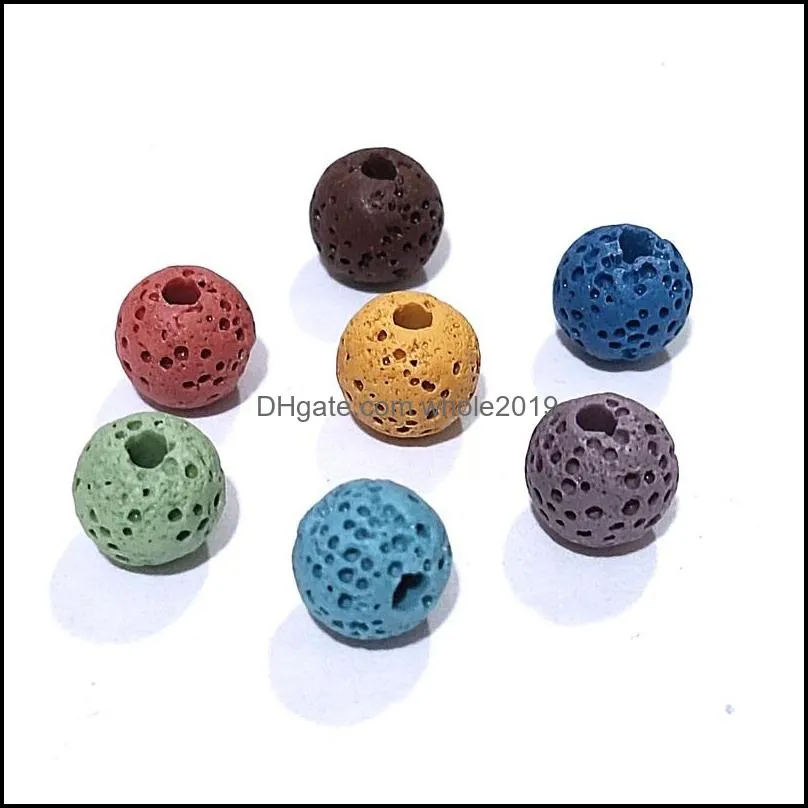 assorted 10mm seven chakras colorful lava stone loose beads charms beaded diy bracelet necklace jewelry making accessories