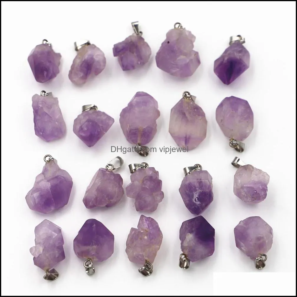 natural stone amethyst irregular shape charms pendants for healing crystals stones jewelry making