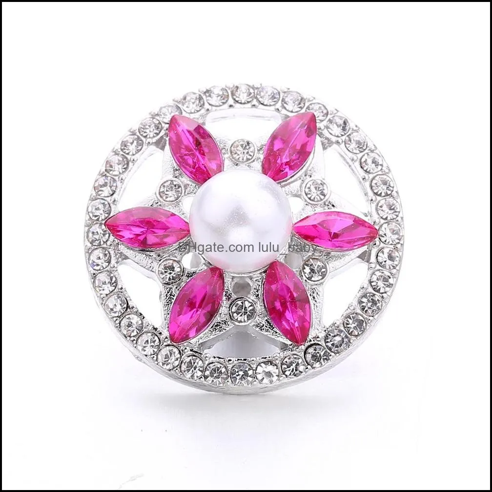 snap button jewelry colorful rhinestone hollow components 18mm 20mm metal snaps buttons fit bracelet bangle noosa b1103