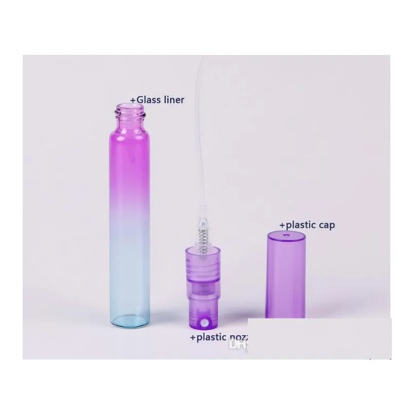 hot 5ml 8ml mini portable colorful glass perfume bottle with atomizer empty cosmetic containers for travel