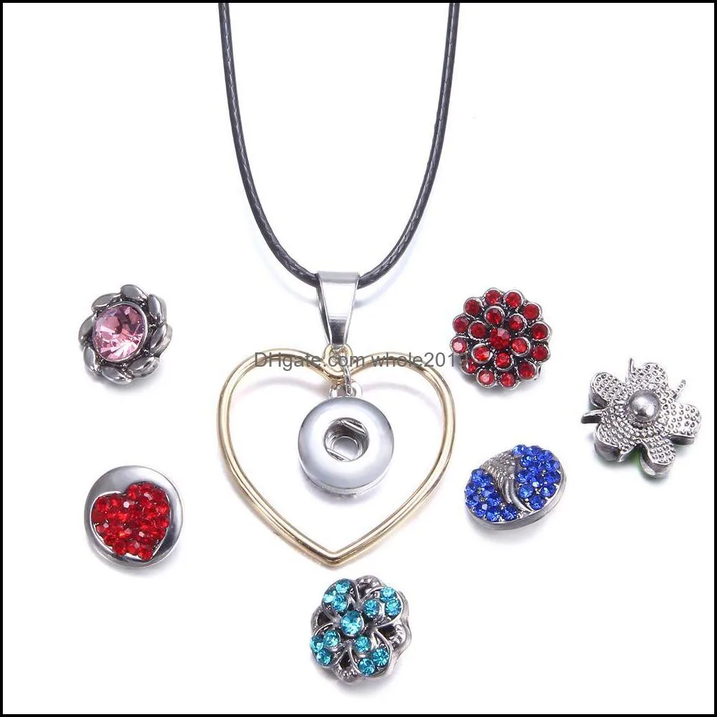 noosa snap button jewelry gold heart circle pendant snap necklace diy 12mm snap necklace jewelry women