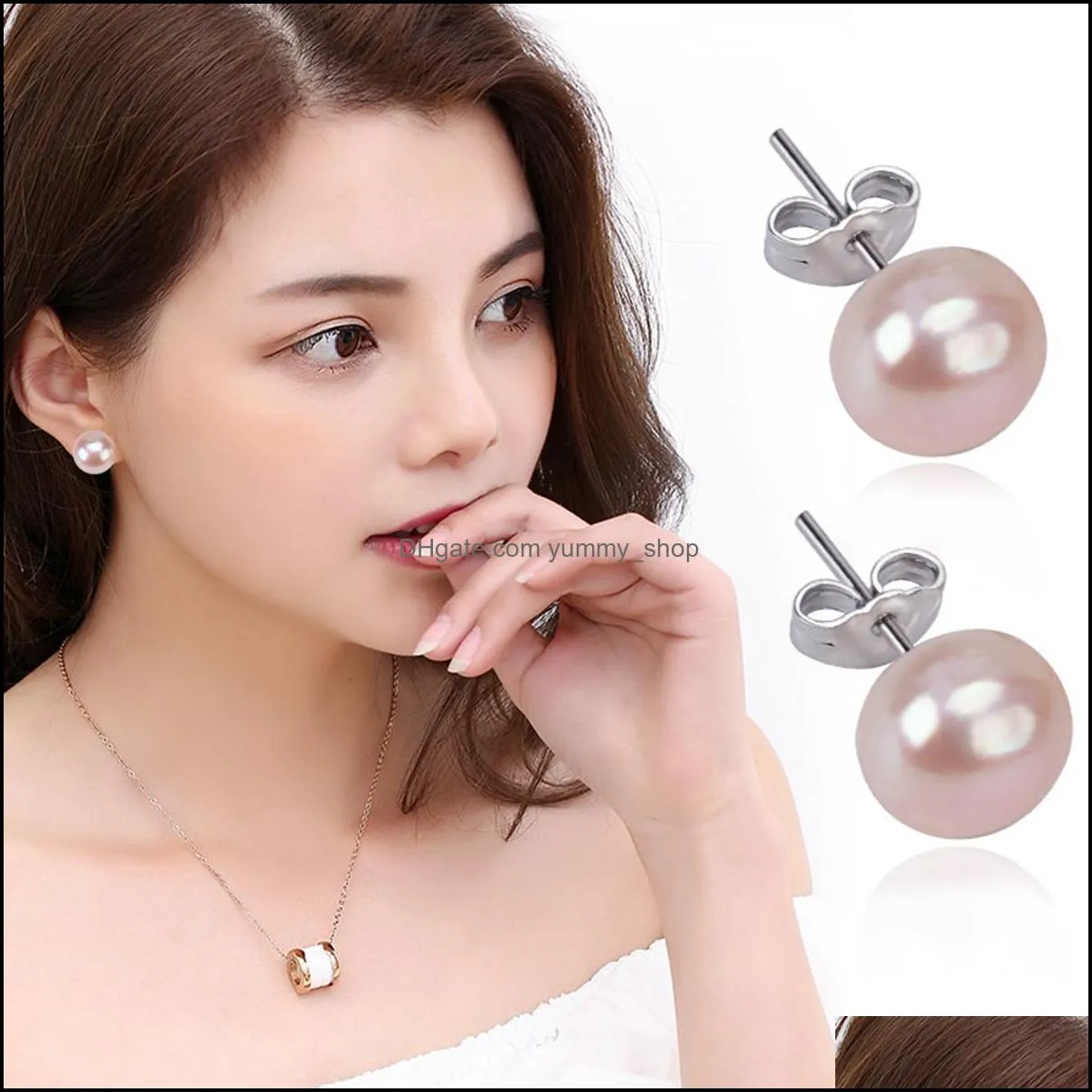 women freshwater pearl earrings stud with 925 sterling silver needle real  water cultured pearls ear studs girl color and size