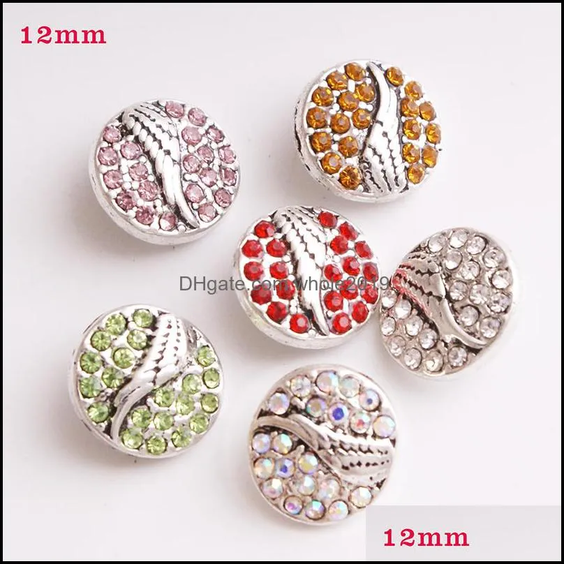 fashion mini rhinestone snap button jewelry components 12mm metal snaps buttons fit earrings bracelet bangle noosa tz003