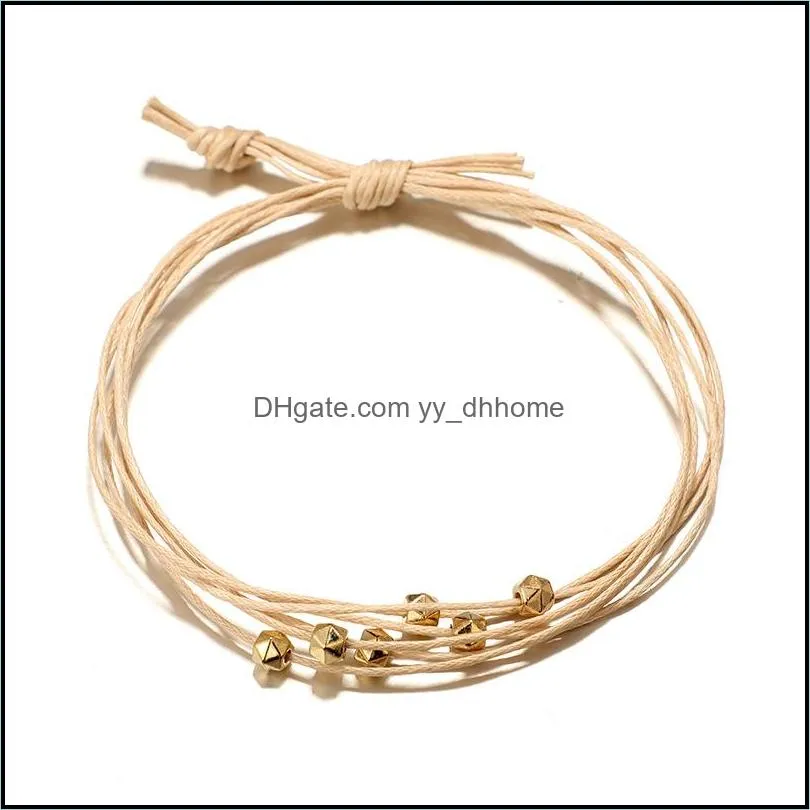 4 piece straw beaded beaded polygonal metallic color bracelet beaded female adjustable charm draped bracelet set for women girl