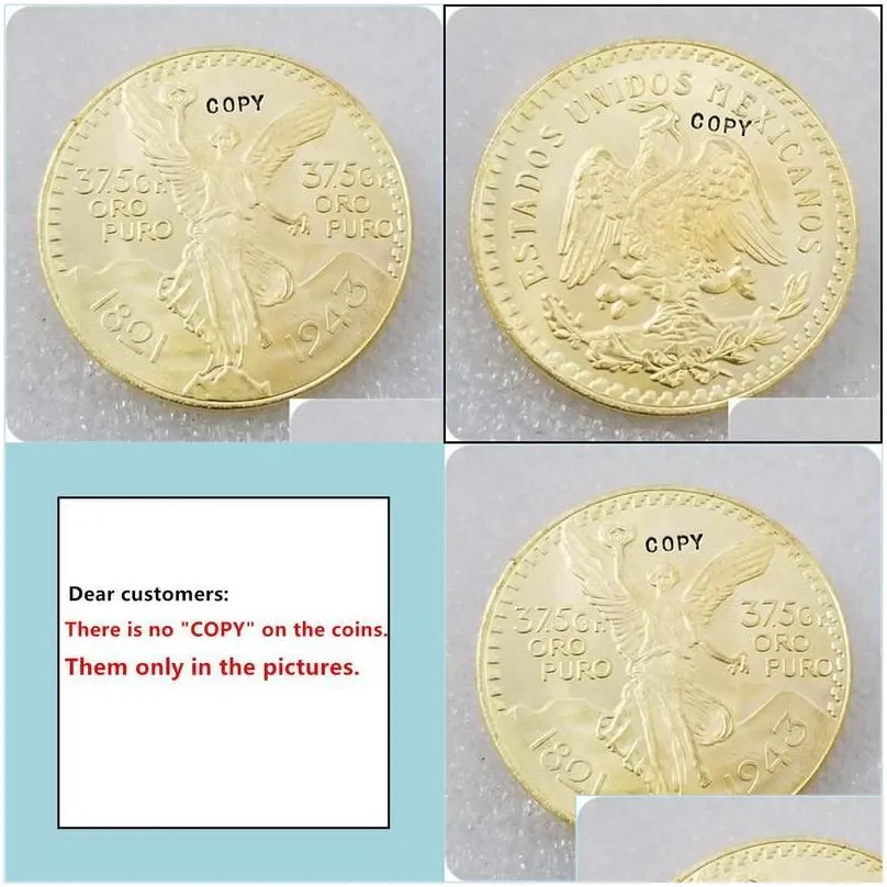 arts and crafts 1943 mexico 50 pesos centenario 100th anniversary of independence from spain copy coin drop delivery 2021 home garden