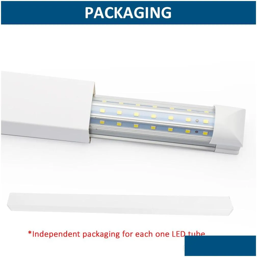 led light bulb 4 5 6 8 ft cool 120w t8 led tube integrate v shape 4ft 8ft fluorescent tube smd2835 100lm/w