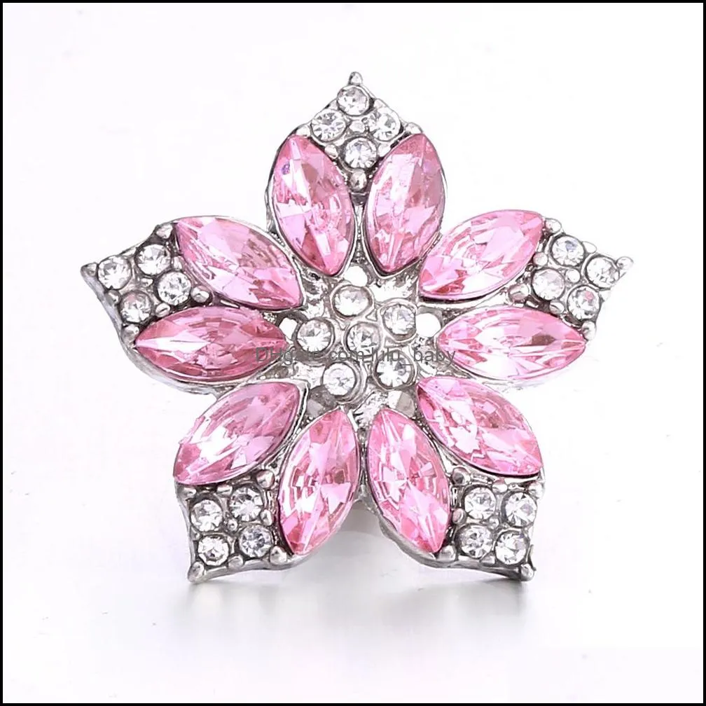 colorful flower crystal snap button jewelry components silver 18mm metal snaps buttons fit bracelet bangle noosa b1233 for women men