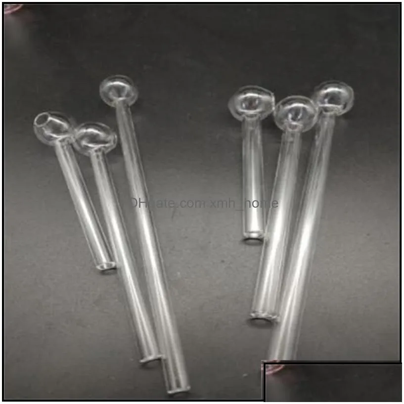 Smoking Pipes 10Cm 12Cm High Quality Glass Pipes Clear Oil Burner Tube Pyrex Hand Water Pipe Nail Tips 6054 Q2 Drop Delivery 2022 Ho