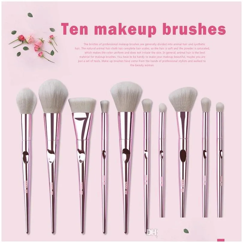 maange 10pcs wet and wild makeup brushes set powder foundation eye shadow blush blending cosmetics beauty make up brush tool kits