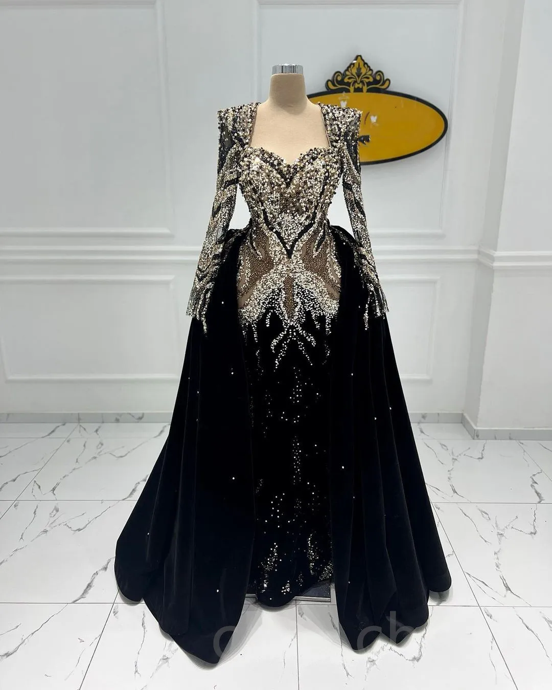 2023 Arabic Aso Ebi Black Mermaid Prom Dresses Beaded Crystals Luxurious Evening Formal Party Second Reception Birthday Engagement Gowns Dress ZJ7077