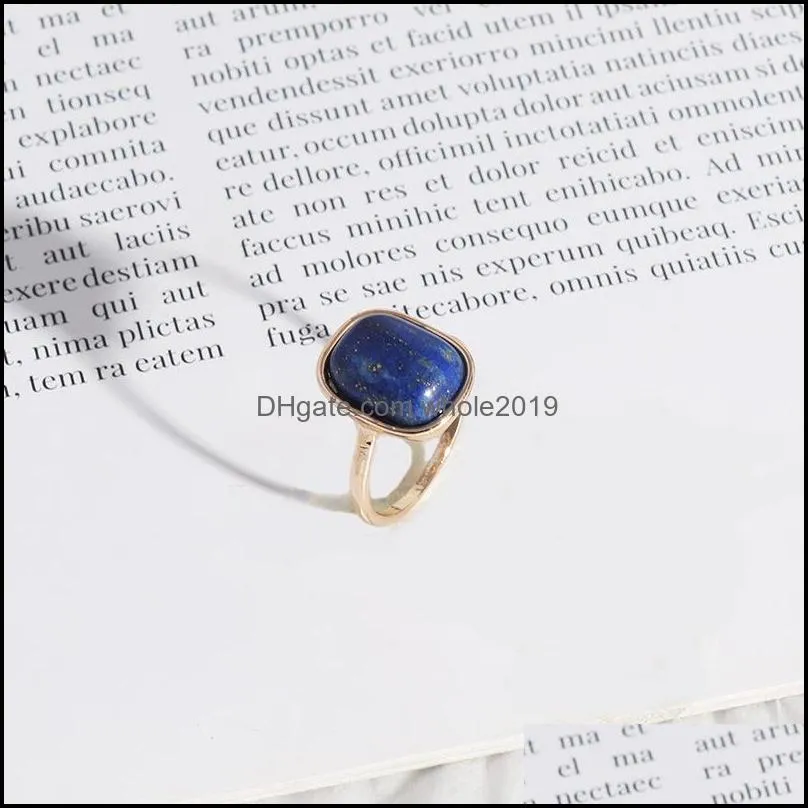 rectangle purple lapis lazuli stone abalone shell rings fashion inner dia 1.7cm gold color brincos pendientes jewelry for women