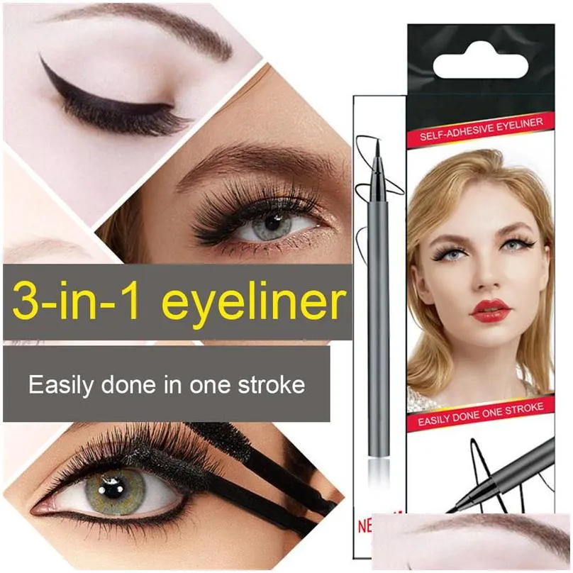 self adhesive liquid eyeliner pencil makeup eye liner no glue black eye liner pen eyes cosmetics