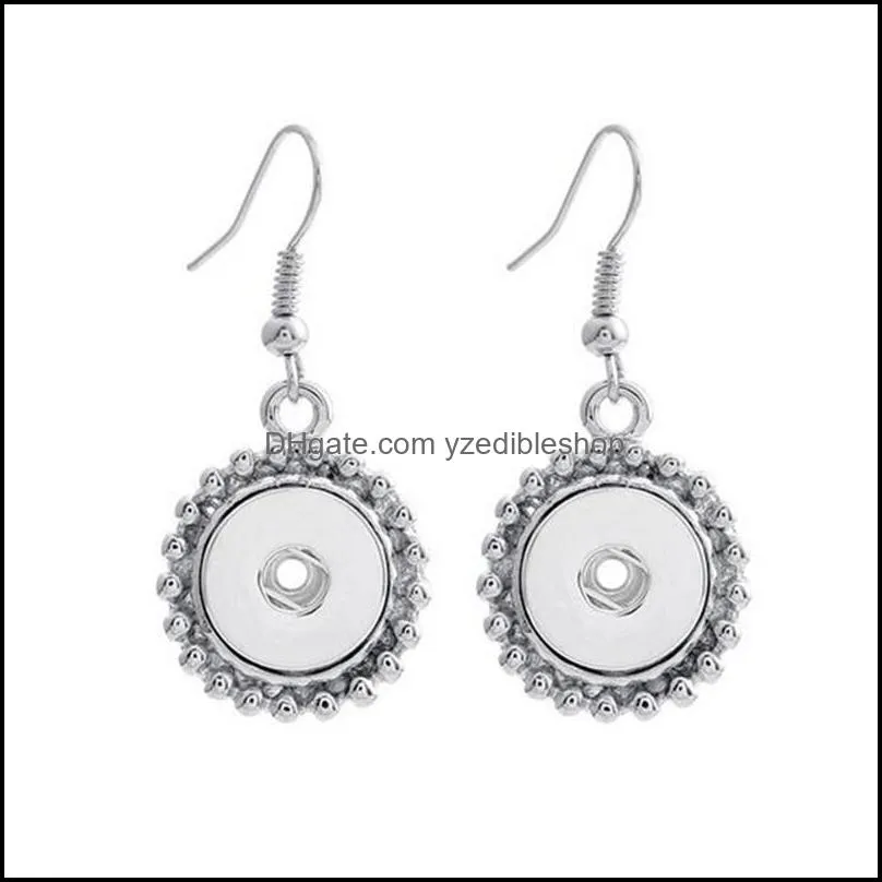 fashion lady 12mm 18mm snap button charms earrings for women silver plated metal jewelry
