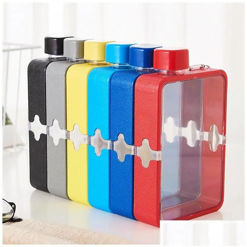 water bottles creative a5 drinking cups 380ml outdoor sports square plastic kettle portable fall resistant drinks bottle vtky2233 dr