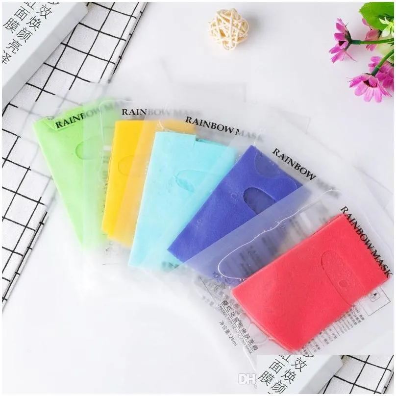 5pcs/box five color rainbow facial mask multieffect moisturizing brightening colorful rainbow masks set face care mask