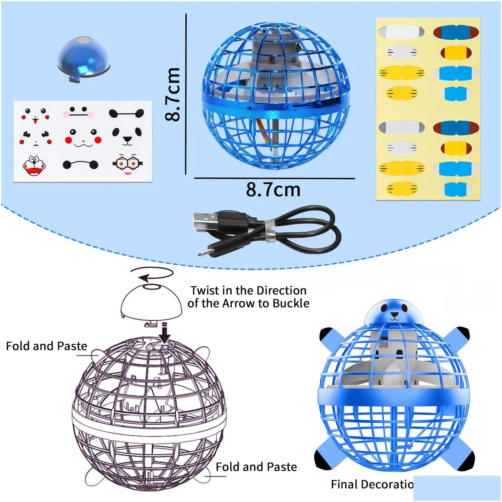 Magic Balls Flying Orb Hover Pro Toy Hand Controlled Floating Ball With Rgb Light 360ﾰ Spinning Spinner Mini Drone Cosmic Boomerang