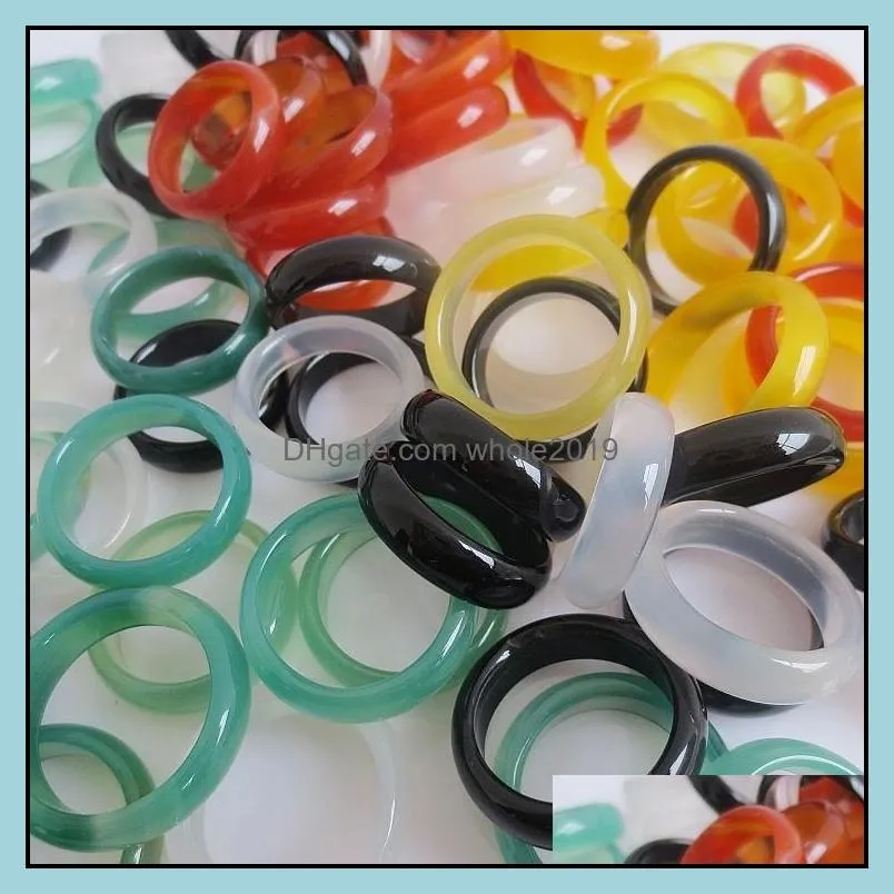 fashion glass ring synthetic jade agate stone jewelry hand circle for women men