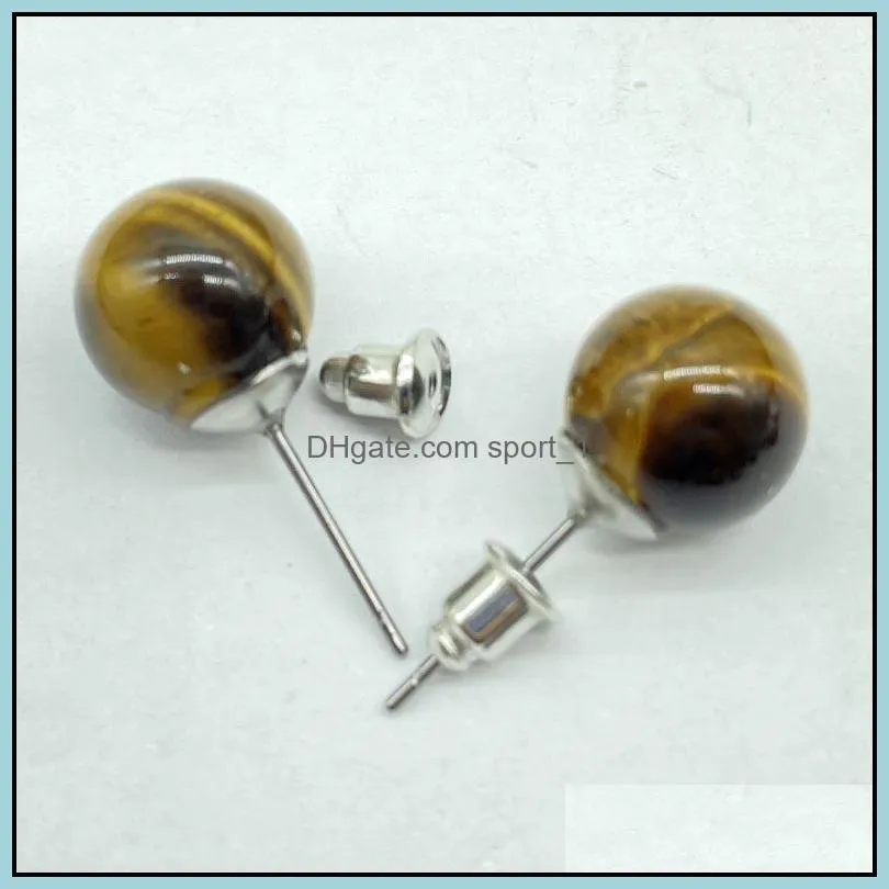 reiki healing crystal stone stud chakra rose opal tiger eye earrings wholesale women jewelry