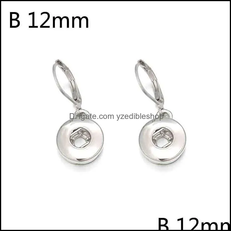 fashion lady 12mm 18mm snap button charms earrings for women silver plated metal jewelry