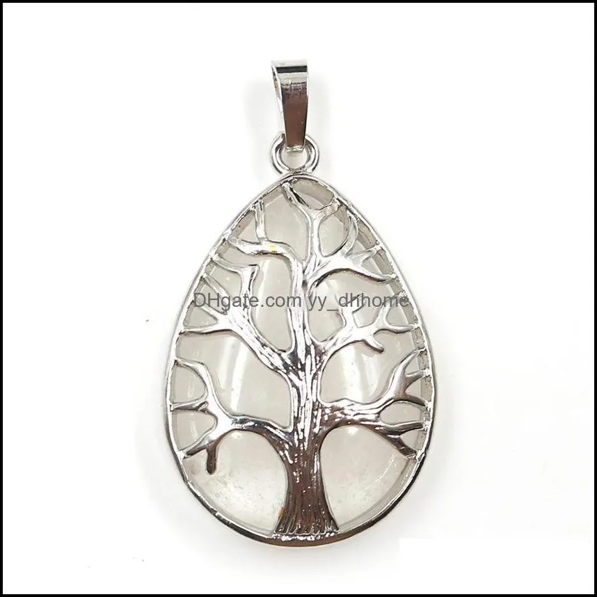 water drop hollowed out life tree pendant necklace sterling silver for women gifts and men jewelry making