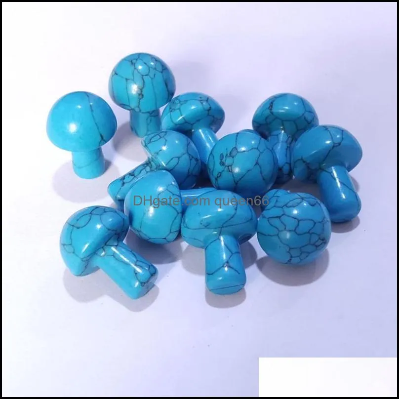 2cm carved mini mushroom statue ornament imitation turquoise stone pattern blue resin home decor gift wholesale