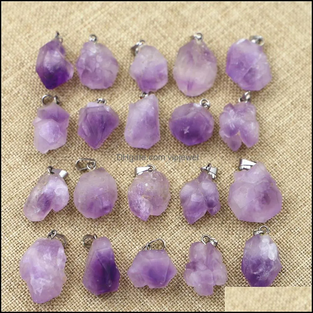natural stone amethyst irregular shape charms pendants for healing crystals stones jewelry making