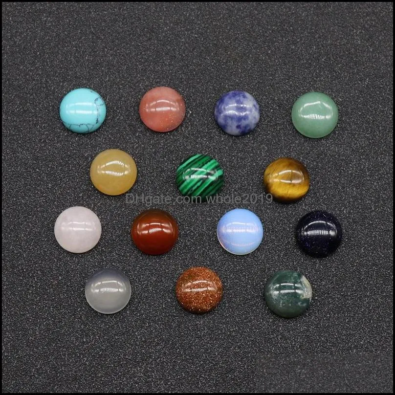 12mm flat back assorted loose stone round shape cab cabochons beads for jewelry making wholesale