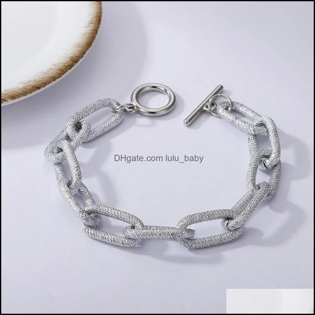 hip hop retro matte gold silver color assorted link chain bracelet for women gifts friends jewelry wholesale