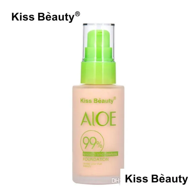 40ml aloe foundation powder kiss beauty liquid foundation makeup kiss face beauty foundation 2 colors