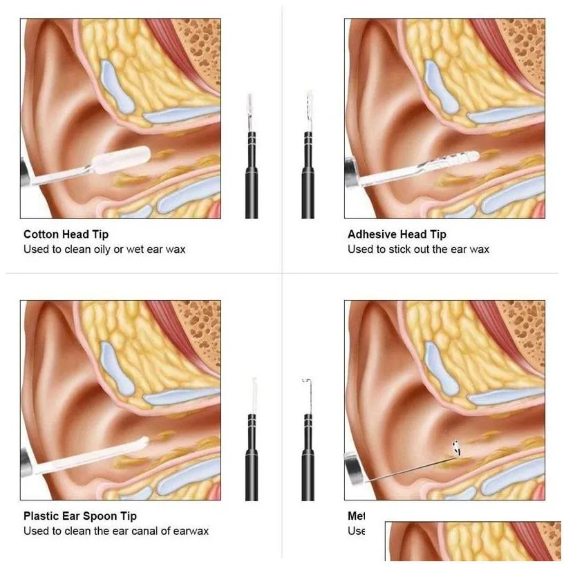 ear care supply epack in ear cleaning endoscope spoon mini camera picker wax removal visual mouth nose otoscope support android pc d