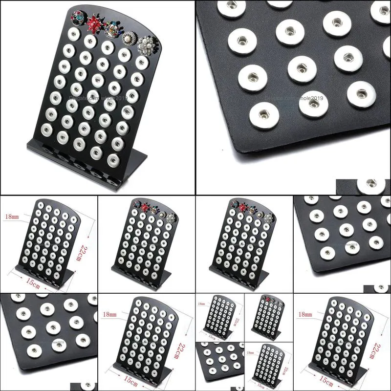 black acrylic 18mm 12mm snap button display for 40pcs snaps storage jewelry soft displays holder