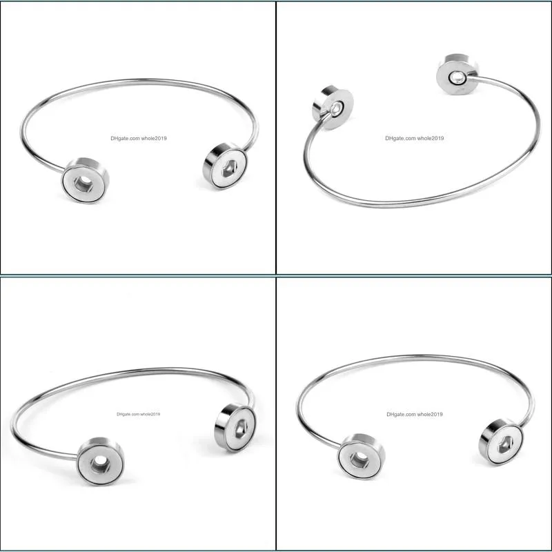 stainless steel alloy snap button cuff bangle jewelry mini 12mm snaps bracelet for women couple bracelets