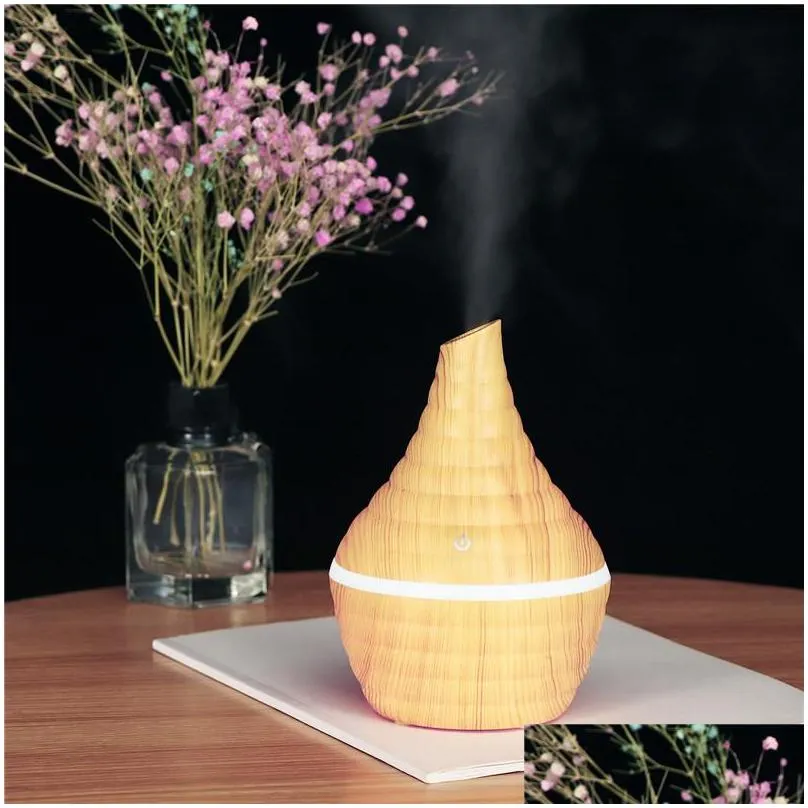 wood grain humidifier cold spray 300ml abs mist maker usb cotton rod sant mouth  oil aroma diffuser colorful lamp humidifiers