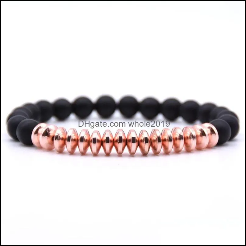 10pc/set natural black matte mala 8mm stone beads bracelet gifts for men women handmade jewelry