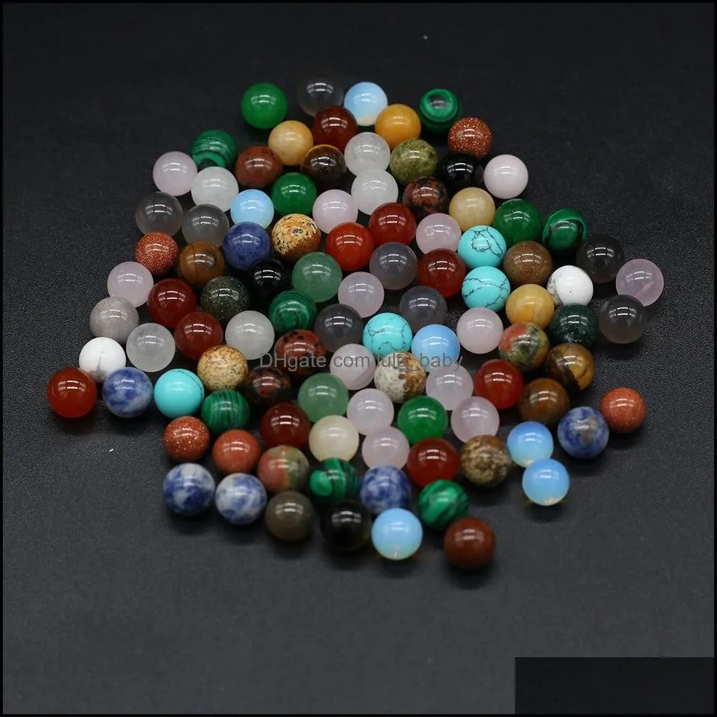 10mm non porous round stone jewelry beads ball charms no hole healing natural pink crystal diy decoration wholesale gift craft